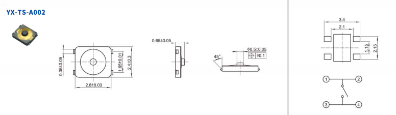 2.8*2.4四腳輕觸開關電路圖