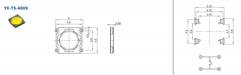 5*5輕觸開關電路圖