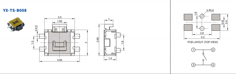 3.5*3小烏龜四腳輕觸開關電路圖